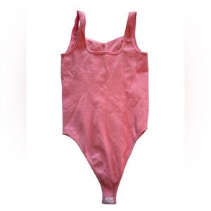 OQQ Ribbed Pink Tank Bodysuit- Size Medium NEVER WORN